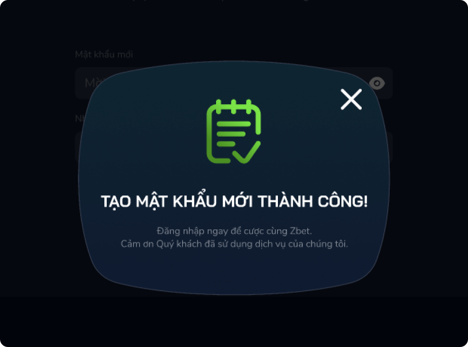 mật khẩu thành công